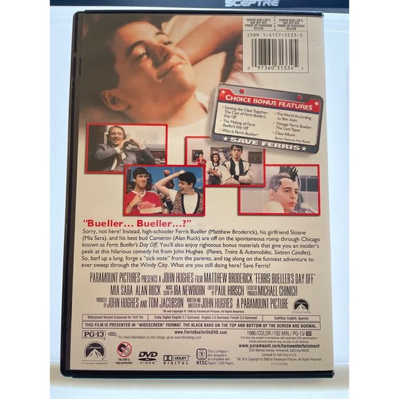 Ferris Bueller's Day Off Movie DVD Bueller Bueller Edition - Picture 5 of 5